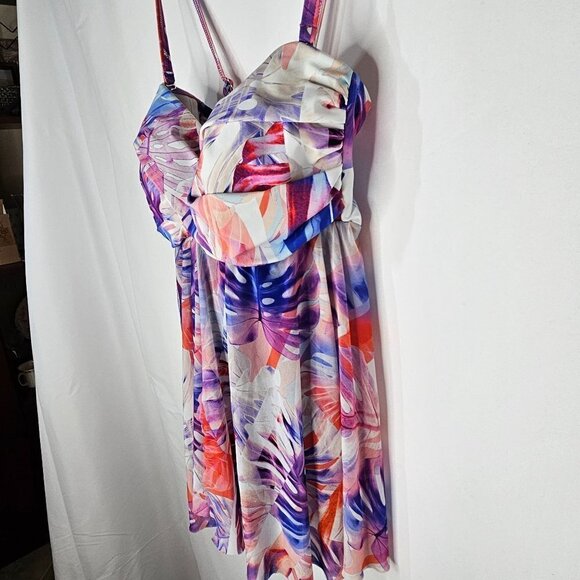 PROFILE by Gottex Size 8 MULTI Sanibel Printed-Overlay Pink One-Piece Swimsuit - Picture 4 of 14